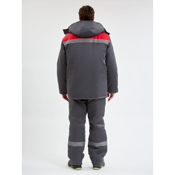 Костюм зимний Труженик-Ультра-2 СОП (тк.Смесовая,210) п/к, т.серый/красный