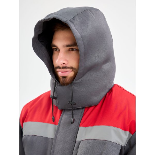 Костюм зимний Труженик-Ультра-2 СОП (тк.Смесовая,210) п/к, т.серый/красный