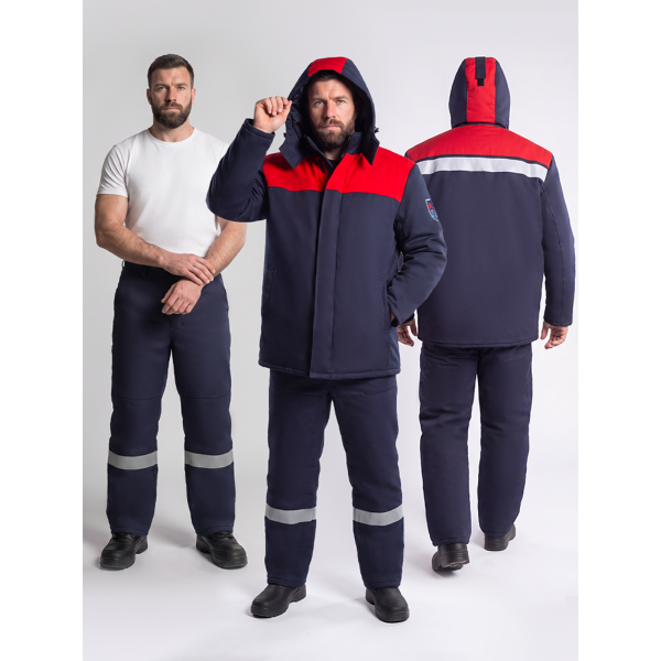 Костюм сварщика зимний 2кл.защиты (тк.Хлопок, 350), синий/красный (Кос053/14МСП)