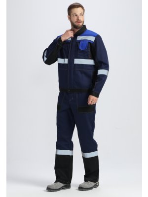 Костюм Вивантек-1 СОП У. (тк.Смесовая,240) брюки, т.синий/черный/васильковый