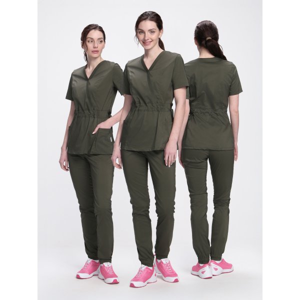 Костюм женский хирургический Модерн-004 (тк.Стрейч,120) MedLine, хаки