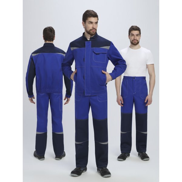 Костюм Строй-1 CH МВО (тк.Смесовая,280) брюки, васильковый/т.синий