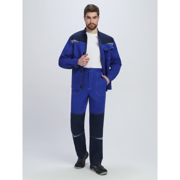 Костюм Строй-1 CH МВО (тк.Смесовая,280) брюки, васильковый/т.синий