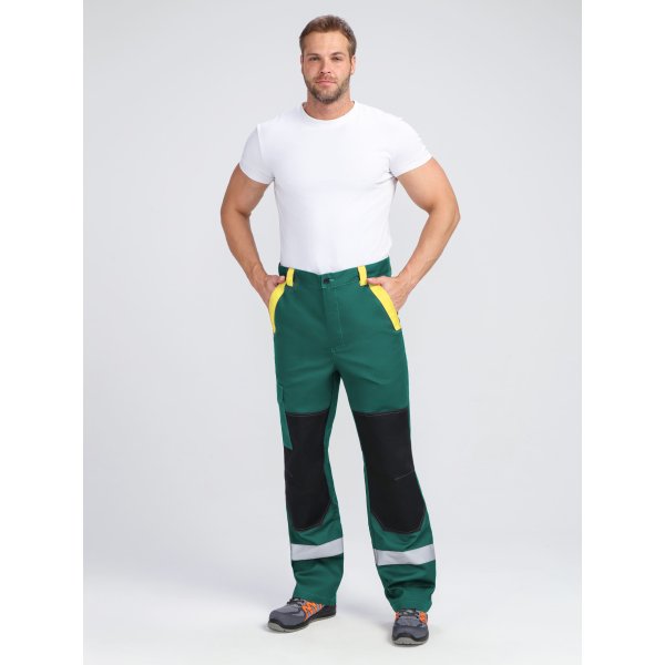 Костюм ProfLineBase-1 (тк.Твил,210) брюки, зеленый/черный/желтый