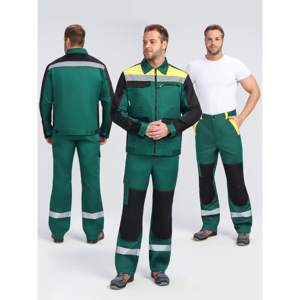 Костюм ProfLineBase-1 (тк.Твил,210) брюки, зеленый/черный/желтый