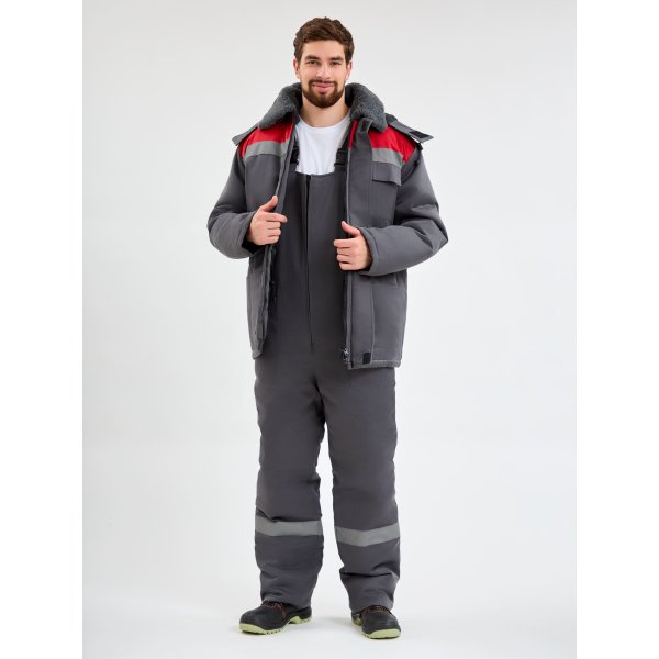 Костюм зимний Квайл-2 СОП  (тк.Смесовая,210) п/к, т.серый/красный