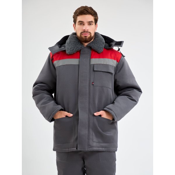 Костюм зимний Квайл-2 СОП  (тк.Смесовая,210) п/к, т.серый/красный