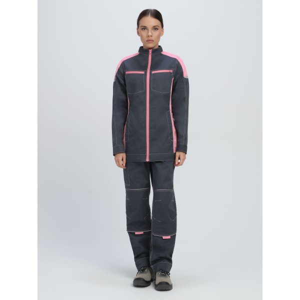 Костюм женский ProfLineSpecialist-1 (тк.Смесовая,240) брюки, серый/розовый