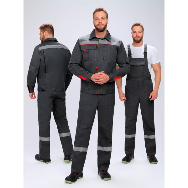 Костюм Флофт-2 Премиум СОП У. (тк.Смесовая,240) п/к, т.серый/серый/красный