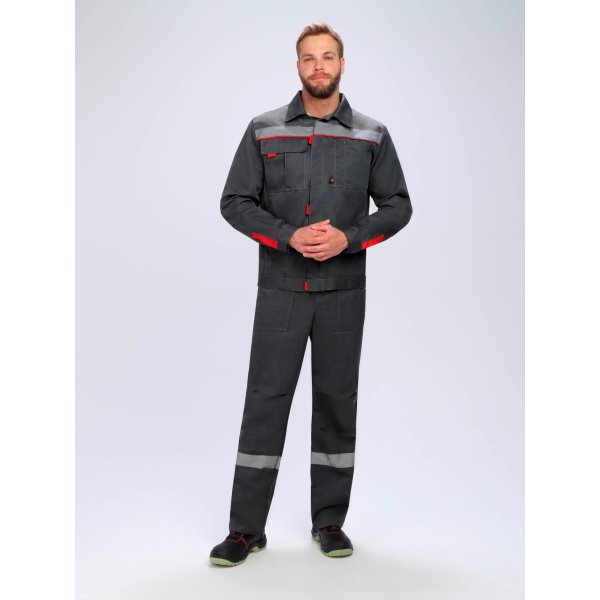 Костюм Флофт-2 Премиум СОП У. (тк.Смесовая,240) п/к, т.серый/серый/красный