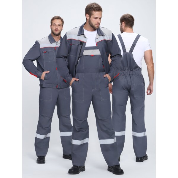 Костюм Флофт-2 Премиум СОП У. (тк.Смесовая,240) п/к, т.серый/серый/красный