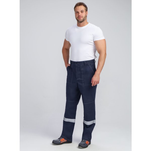 Костюм Бриготек-1 СОП (тк.Смесовая,260) брюки, т.синий/васильковый