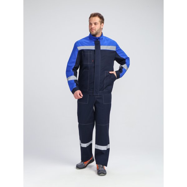 Костюм Бриготек-1 СОП (тк.Смесовая,260) брюки, т.синий/васильковый