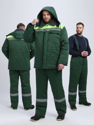 Костюм зимний Квайл-1 СОП (тк.Смесовая,210) брюки, т.зеленый/желтый