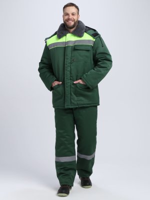 Костюм зимний Квайл-1 СОП (тк.Смесовая,210) брюки, т.зеленый/желтый