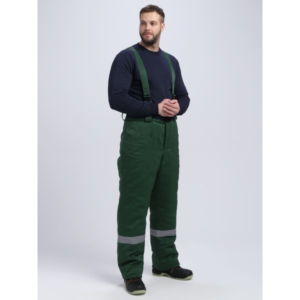 Костюм зимний Квайл-1 СОП (тк.Смесовая,210) брюки, т.зеленый/желтый