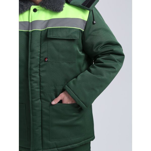 Костюм зимний Квайл-1 СОП (тк.Смесовая,210) брюки, т.зеленый/желтый