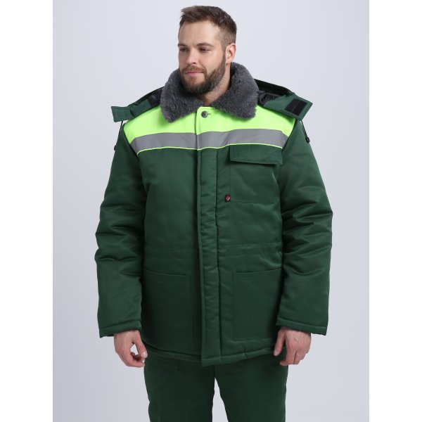 Костюм зимний Квайл-1 СОП (тк.Смесовая,210) брюки, т.зеленый/желтый