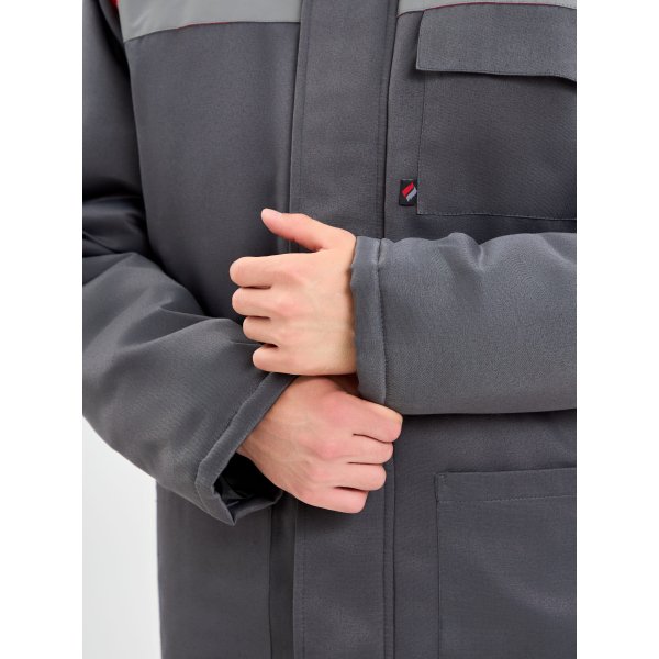 Костюм зимний Труженик-Ультра-1 СОП  (тк.Смесовая,210) брюки, т.серый/красный