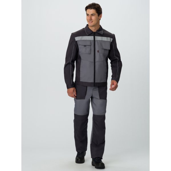 Куртка ProfLineLeader (тк.Хлопок/Спандекс,260), серый/черный