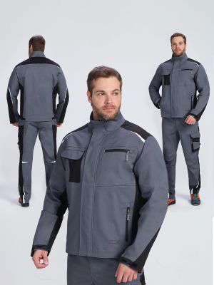 Куртка ProfLineLeader (тк.Хлопок/Спандекс,260), серый/черный
