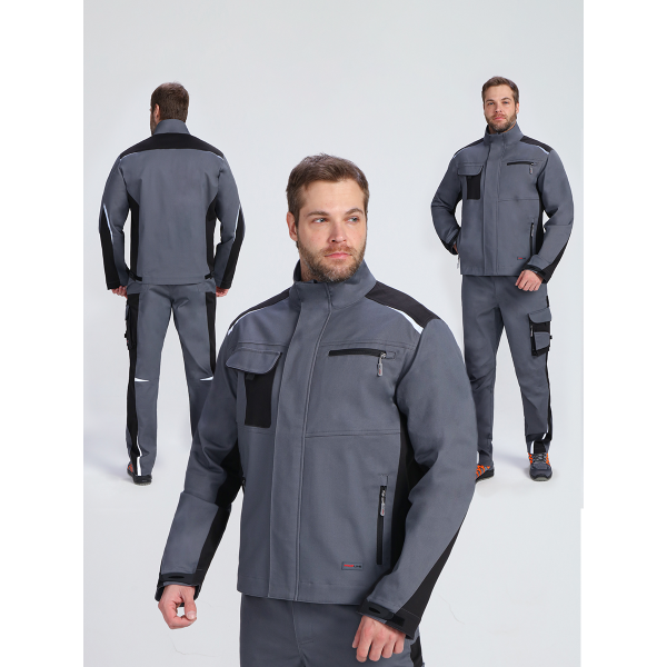 Куртка ProfLineLeader (тк.Хлопок/Спандекс,260), серый/черный