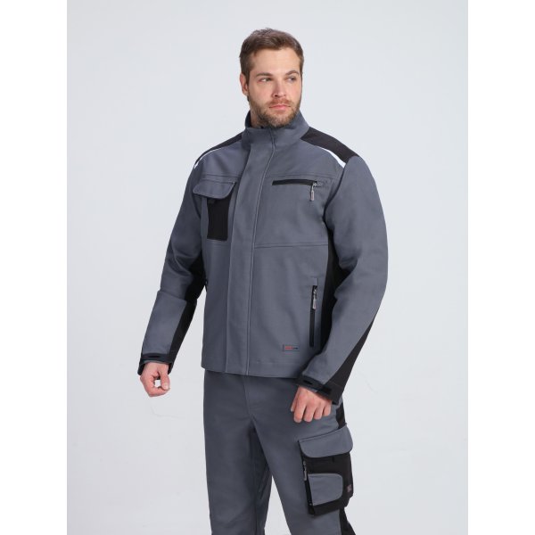 Куртка ProfLineLeader (тк.Хлопок/Спандекс,260), серый/черный
