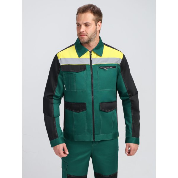 Костюм ProfLineBase-2 (тк.Твил,210) п/к, зеленый/черный/желтый