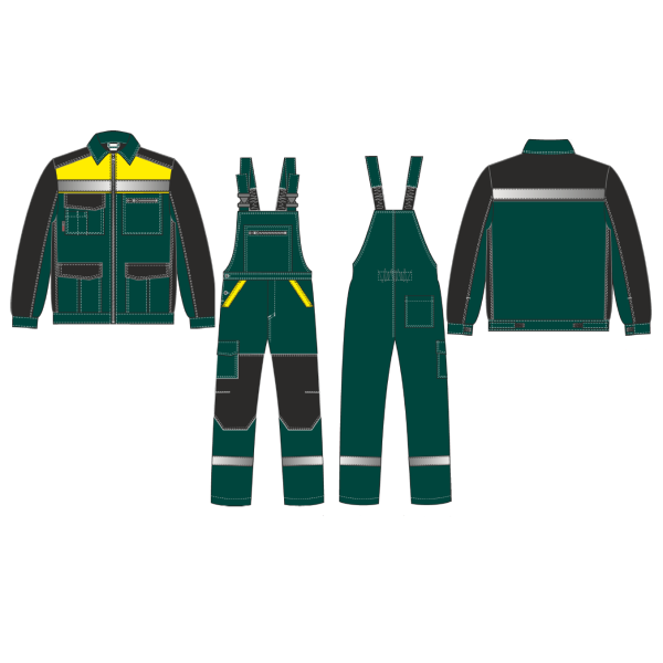 Костюм ProfLineBase-2 (тк.Твил,210) п/к, зеленый/черный/желтый