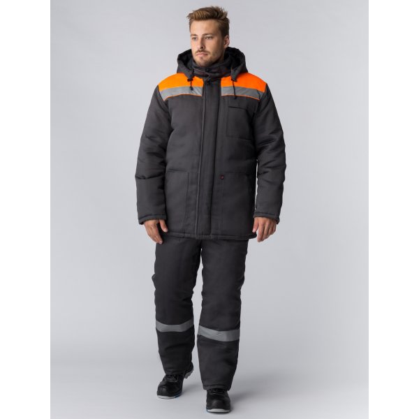 Костюм зимний Партнер NEW (тк.Смесовая,210) п/к, т.серый/оранжевый