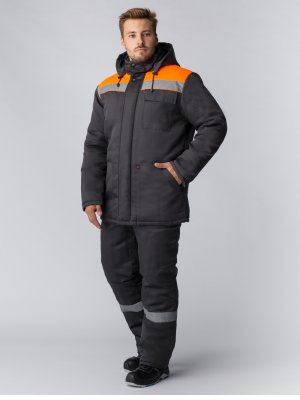 Костюм зимний Партнер NEW (тк.Смесовая,210) п/к, т.серый/оранжевый