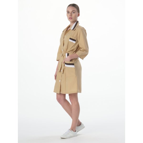 Халат женский с поясом Флора (тк.ТиСи), бежевый/коричневый