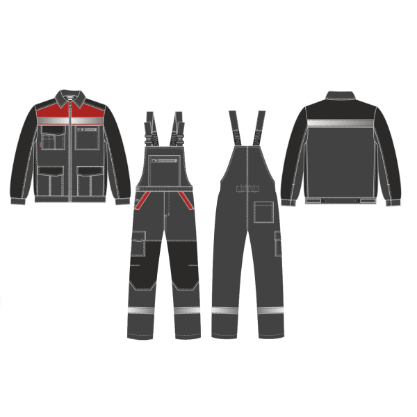 Костюм ProfLineBase-2 (тк.Твил,210) п/к, т.серый/черный/красный