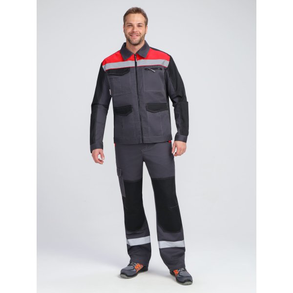 Костюм ProfLineBase-2 (тк.Твил,210) п/к, т.серый/черный/красный