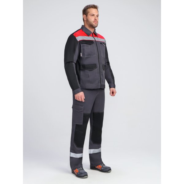 Костюм ProfLineBase-2 (тк.Твил,210) п/к, т.серый/черный/красный