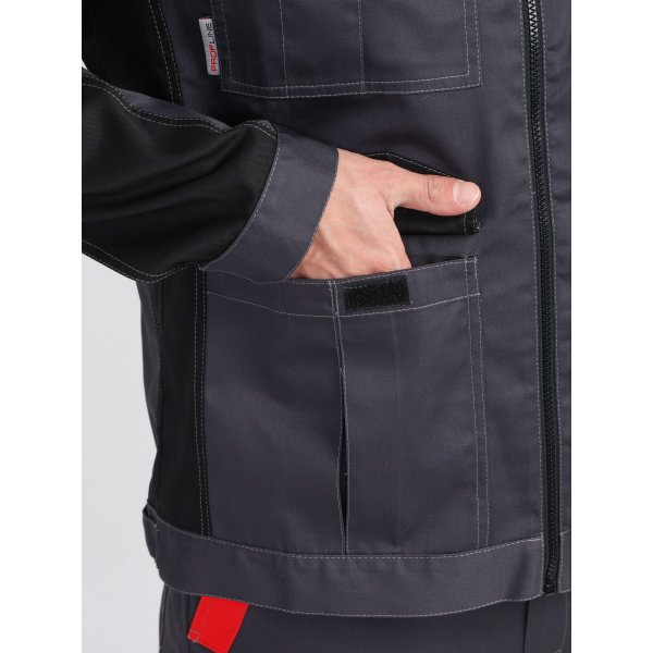 Костюм ProfLineBase-2 (тк.Твил,210) п/к, т.серый/черный/красный