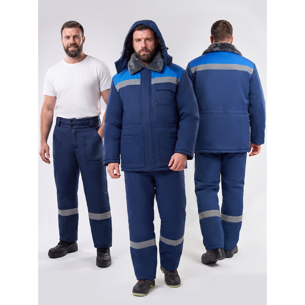 Костюм зимний Квайл-1 СОП (тк.Смесовая,210) брюки, т.синий/васильковый