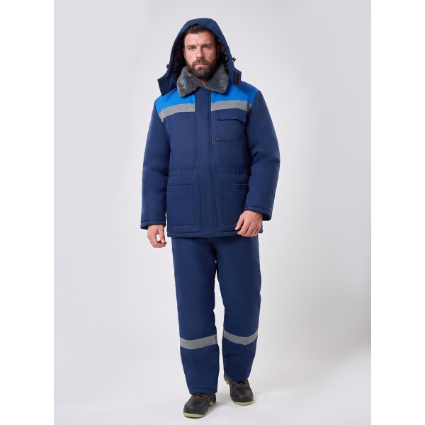 Костюм зимний Квайл-1 СОП (тк.Смесовая,210) брюки, т.синий/васильковый