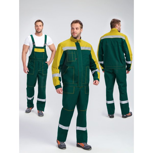 Костюм Бриготек-2 СОП (тк.Смесовая,260) п/к, зеленый/желтый