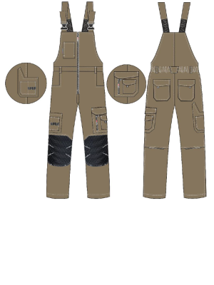 Полукомбинезон ProfLineSpecialist (тк.РипСтоп,240), коричневый/черный