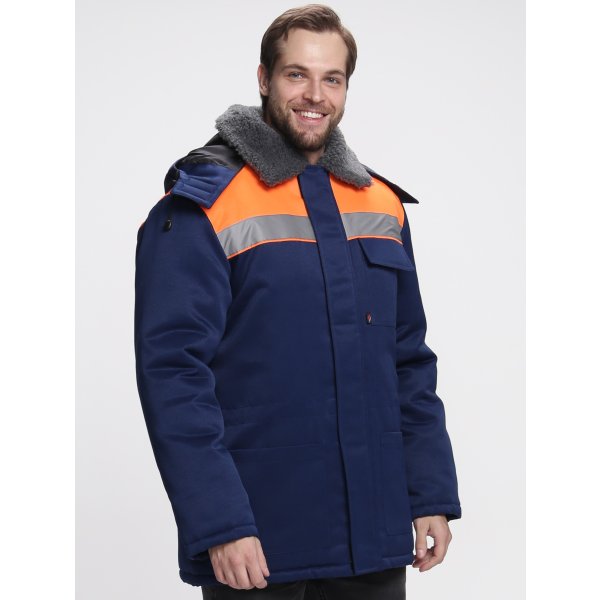 Куртка зимняя Бригада NEW (тк.Смесовая,210), т.синий/оранжевый
