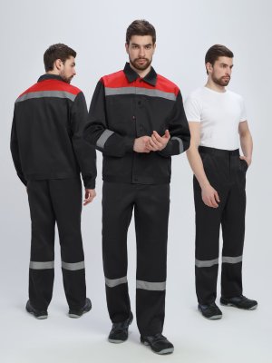 Костюм Лигор-1 СОП (тк.Смесовая,210) брюки, черный/красный