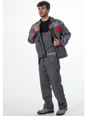 Костюм Драга-2 (тк.Балтекс,240) п/к, т.серый/св.серый/красный