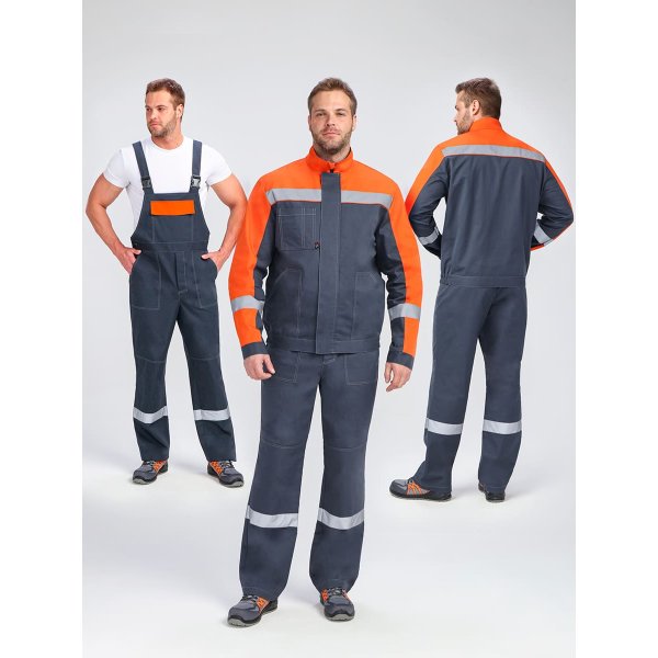 Костюм Бриготек-2 СОП (тк.Смесовая,260) п/к, т.серый/оранжевый