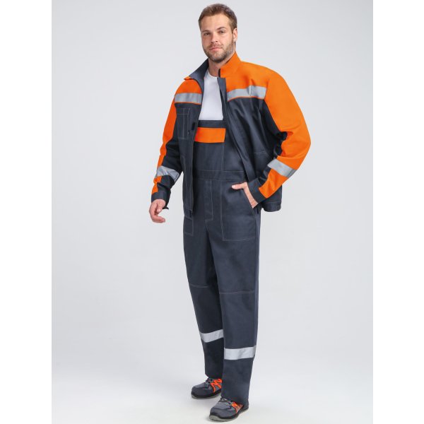 Костюм Бриготек-2 СОП (тк.Смесовая,260) п/к, т.серый/оранжевый