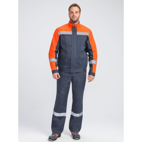 Костюм Бриготек-2 СОП (тк.Смесовая,260) п/к, т.серый/оранжевый