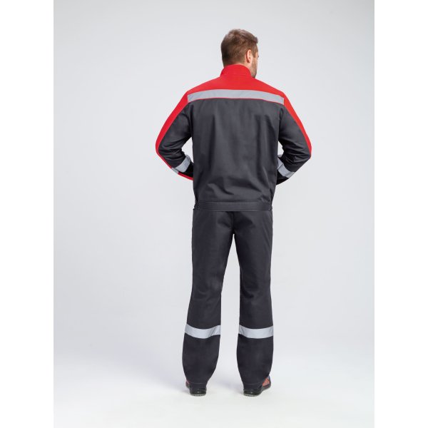 Костюм Бриготек-1 СОП (тк.Смесовая,260) брюки, т.серый/красный