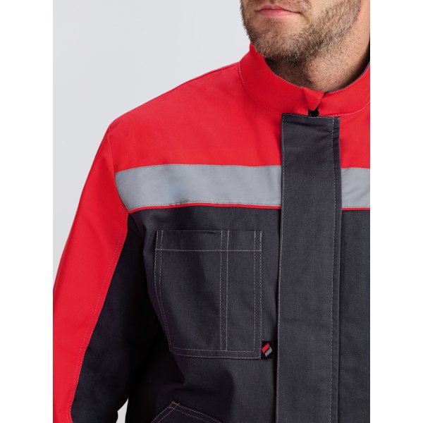 Костюм Бриготек-1 СОП (тк.Смесовая,260) брюки, т.серый/красный