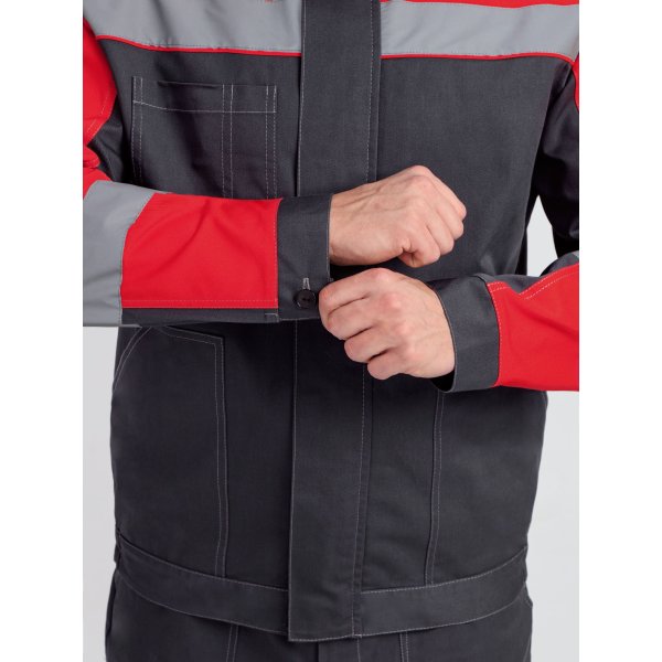 Костюм Бриготек-1 СОП (тк.Смесовая,260) брюки, т.серый/красный