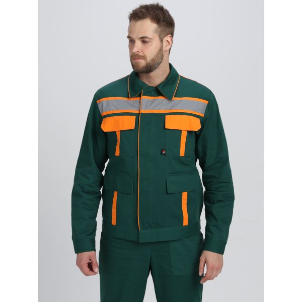 Костюм ИТР СОП IMP (тк.Саржа,250) брюки, т.зеленый/оранжевый